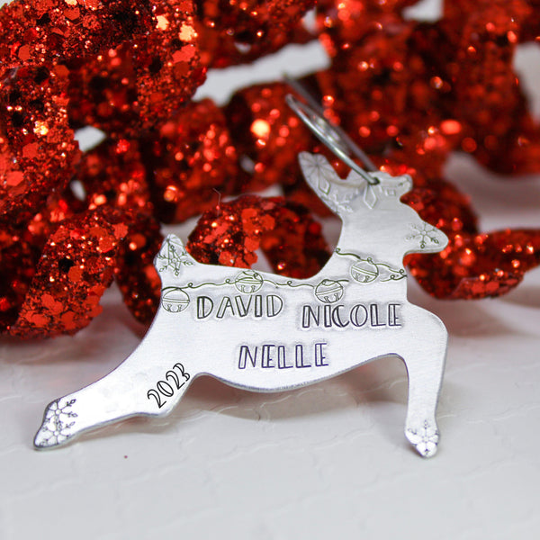 reindeer Christmas ornament with bells