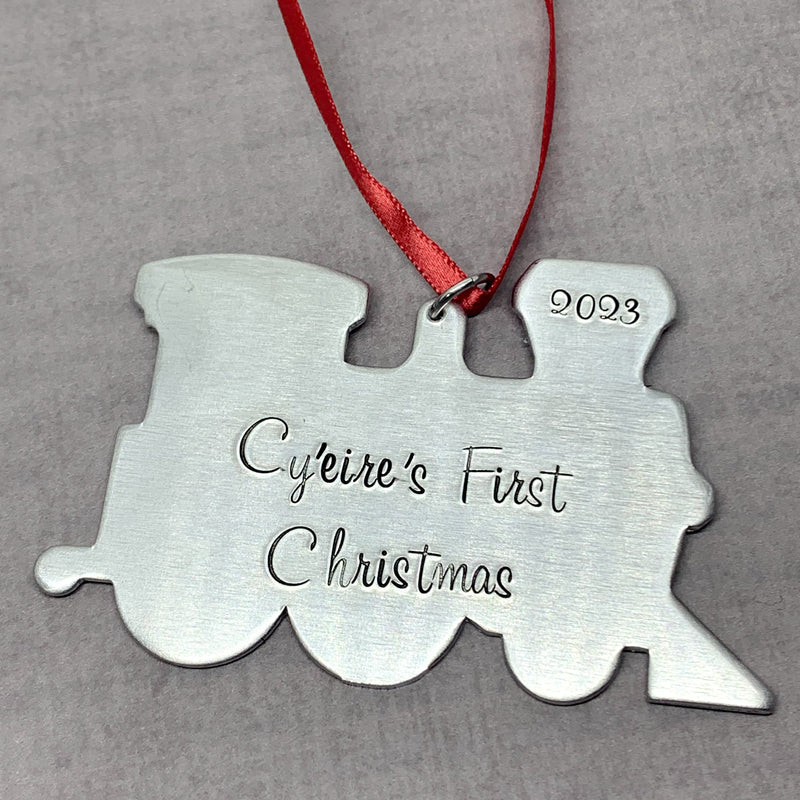 Personalized Baby's First Christmas Ornament, train ornament
