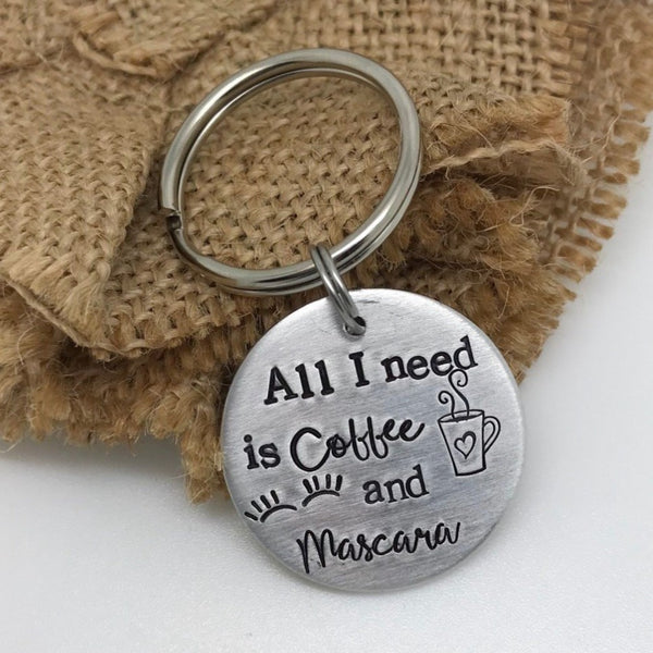 All I need is Coffee and Mascara Key chain | dcdjewelry.com