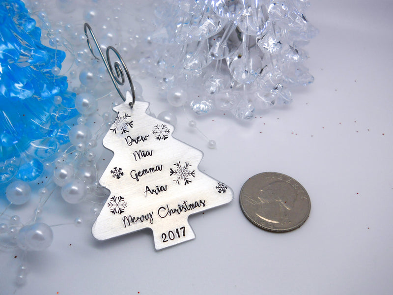 Personalized Christmas Tree Ornament - size quarter comparison