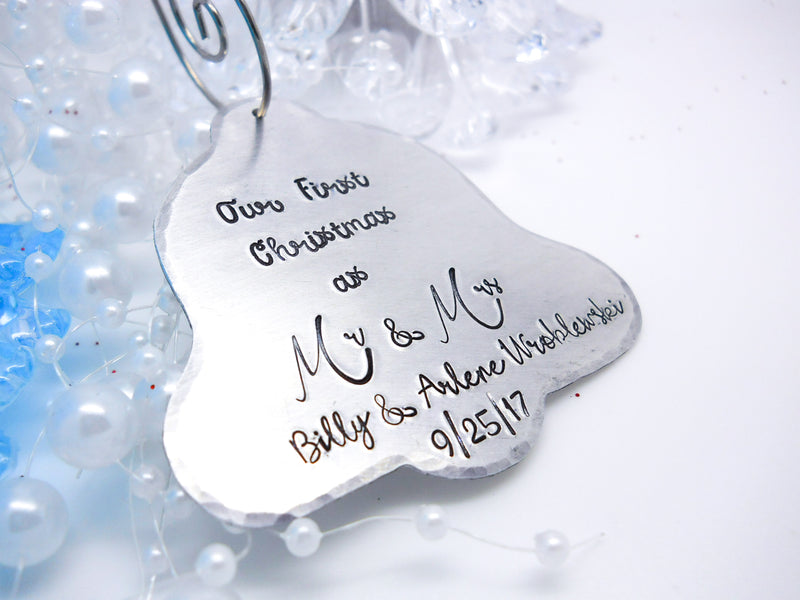 Personalized bell Christmas ornament, bell shaped ornament, Our first Christmas ornament - Sweet Tea & Jewelry
