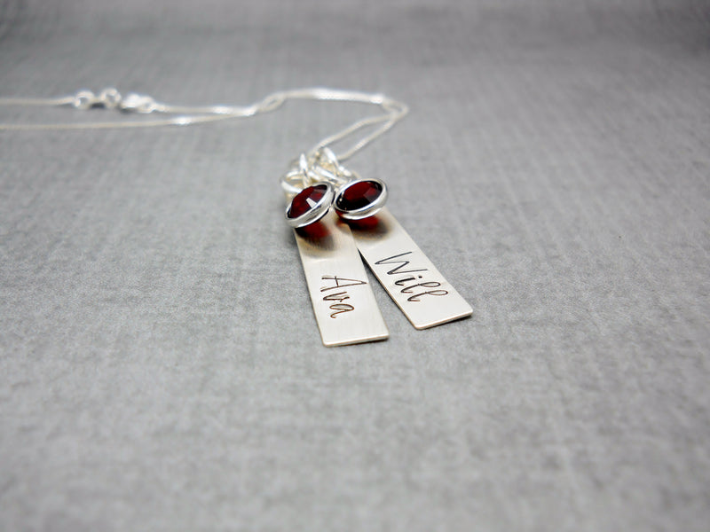 Personalized Bars Necklace in Sterling Silver (2 Bars) - Flat Lay