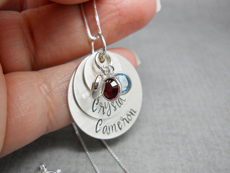 Sterling Silver 3 Layer Personalized Mom Necklace with Kids Names - Sweet Tea & Jewelry