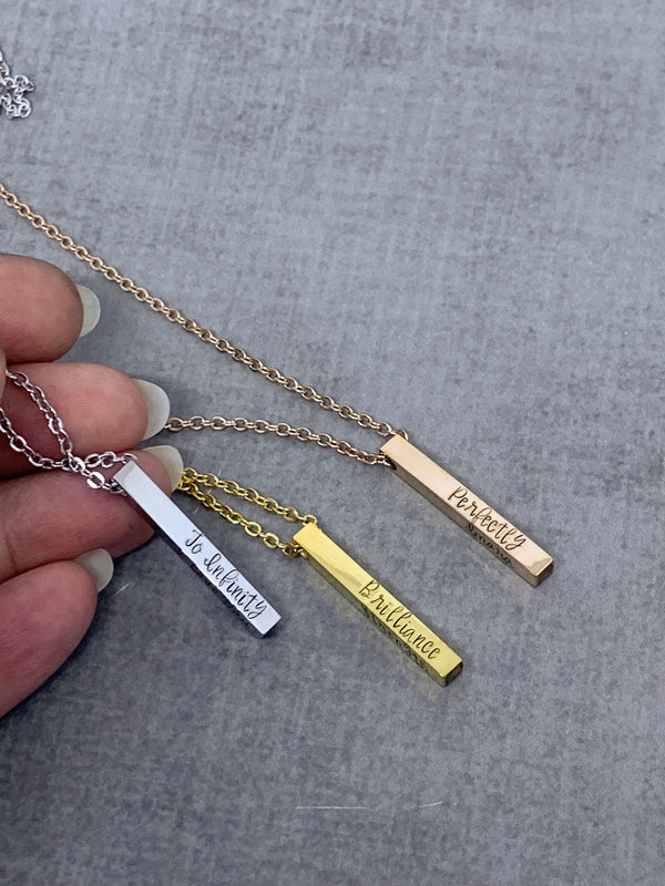 Dainty 4 sided bar necklace