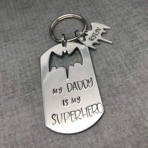 Super Hero Bat Dad Keychain