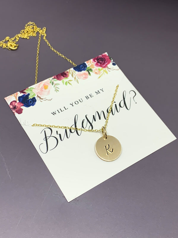 Bridesmaid proposal necklace, Bridesmaid gift gold