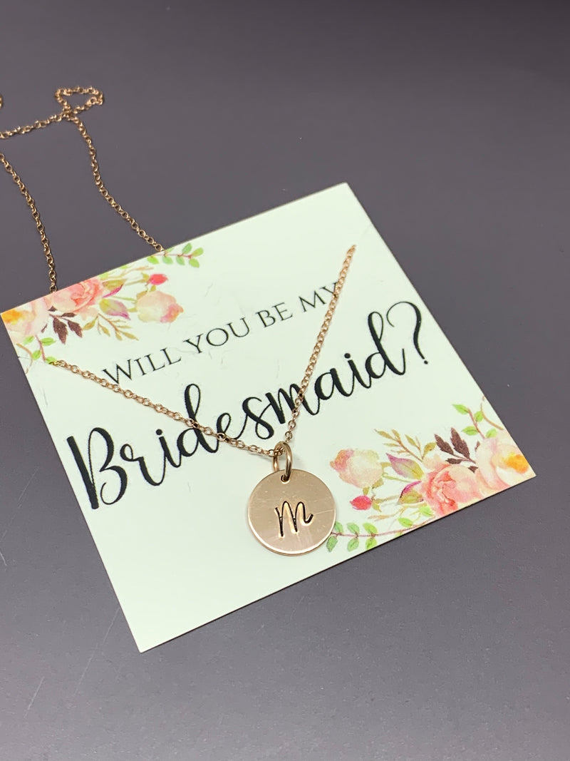 Bridesmaid proposal necklace, Bridesmaid gift rose gold