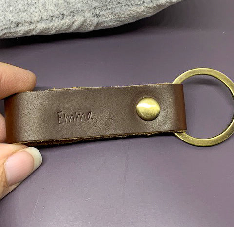 Daddy established leather keychain