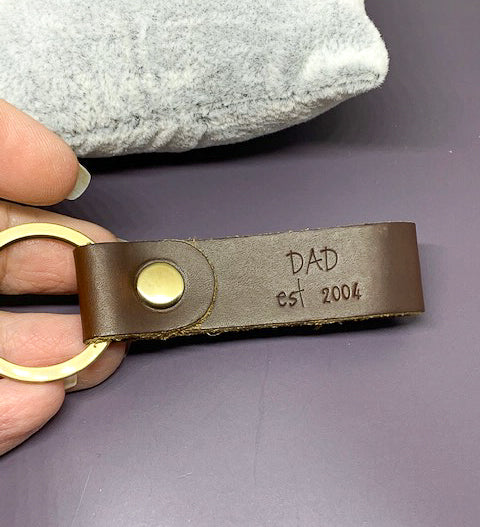 Daddy established leather keychain