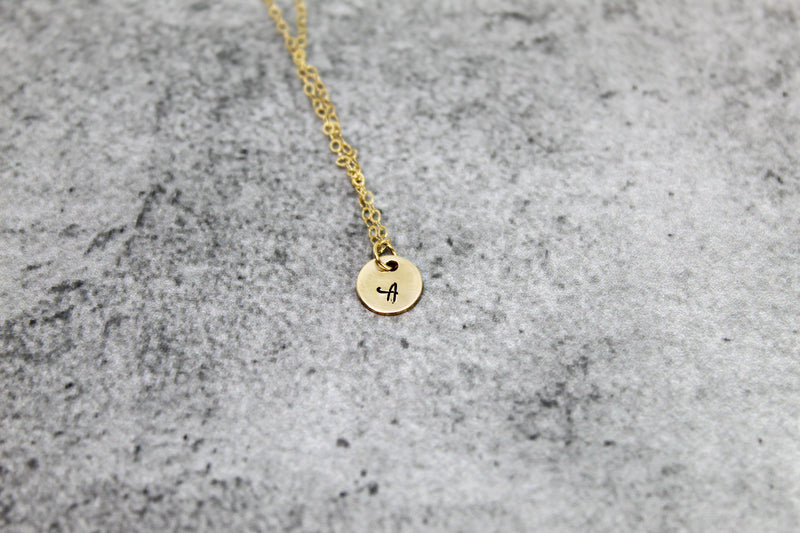 Tiny Bridesmaid initial necklace, 14kt Gold Filled