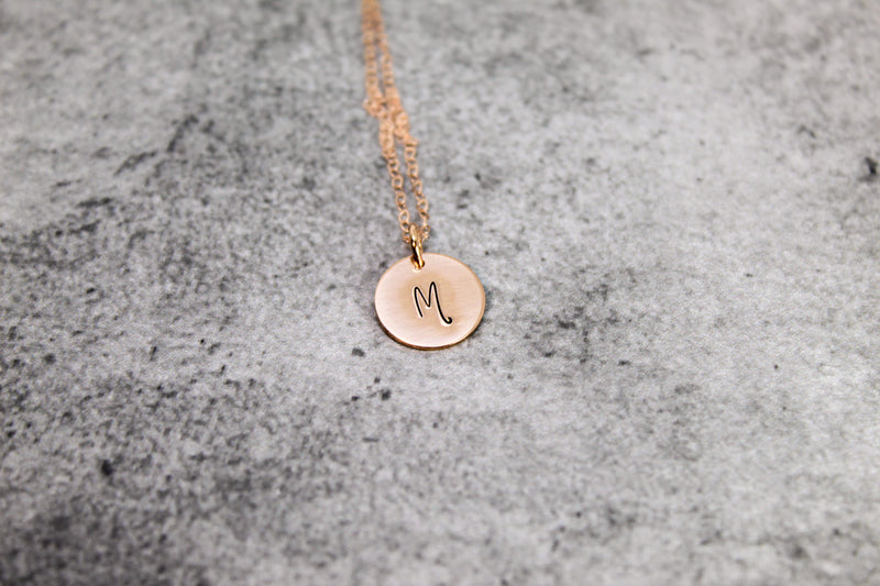 Bridesmaid initial necklace, Rose Gold Filled