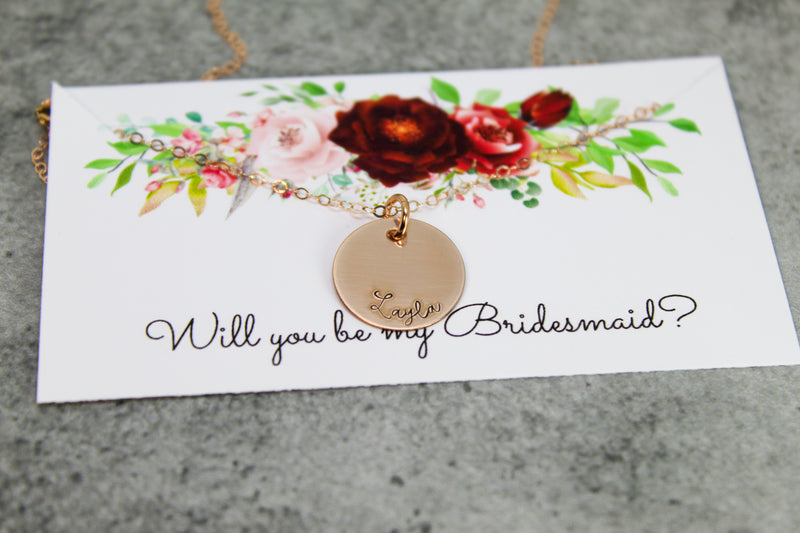 rose gold bridesmaid necklace | bridesmaid proposal necklace