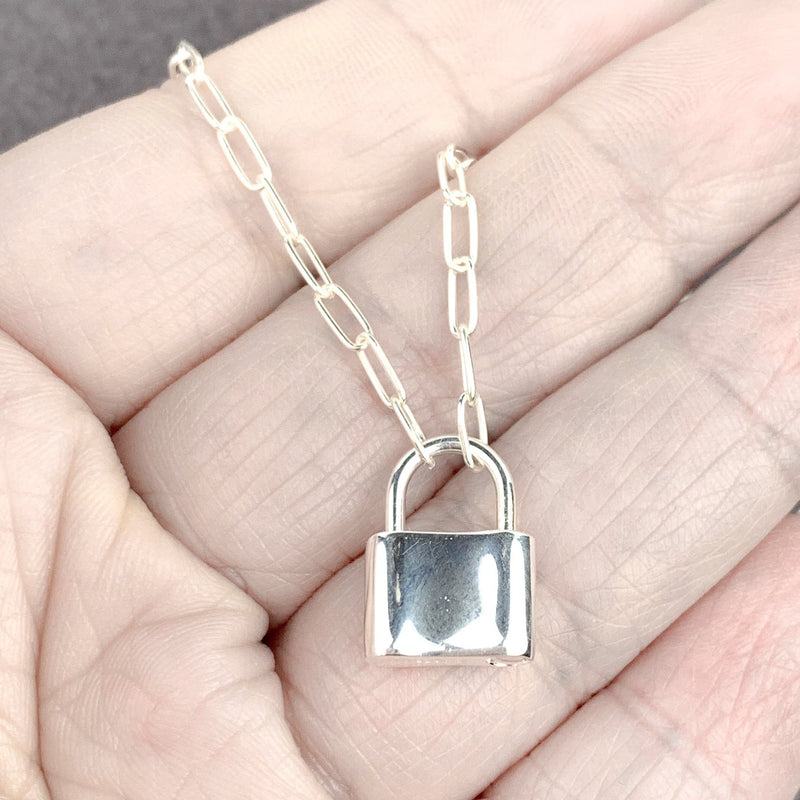 2.6 mm paperclip padlock necklace size
