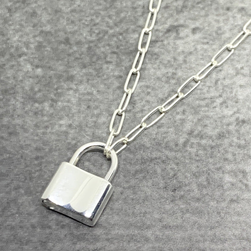 2.6 mm paperclip padlock necklace
