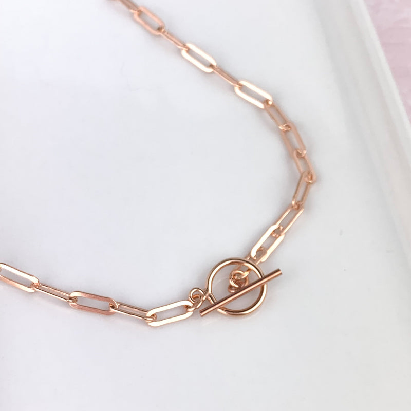 Rose Gold paperclip chain necklace