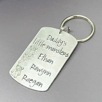 daddy's little monsters personalized key chain