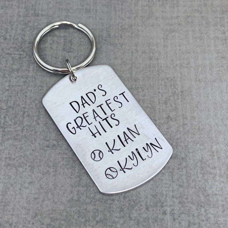 dad's greatest hits personalized key chain