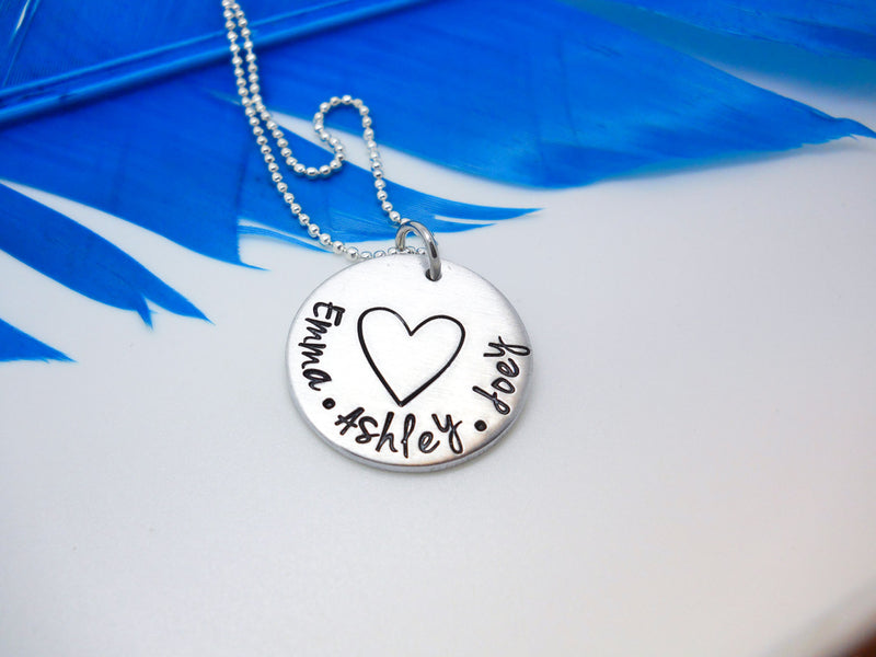 Mothers Personalized Necklace with large heart - Sweet Tea & Jewelry