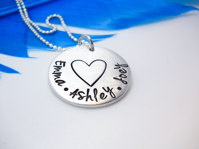 Mothers Personalized Necklace with large heart - Sweet Tea & Jewelry