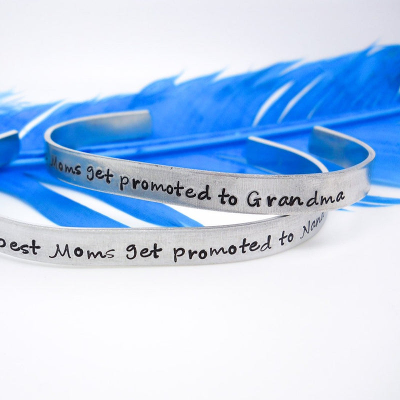The best moms get promoted to Grandma bracelet, personalized bracelet - Delena Ciastko Designs