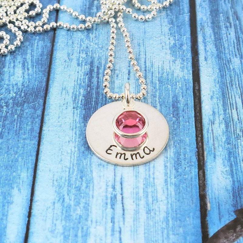 Sterling silver personalized necklace with name, small with script font - Delena Ciastko Designs