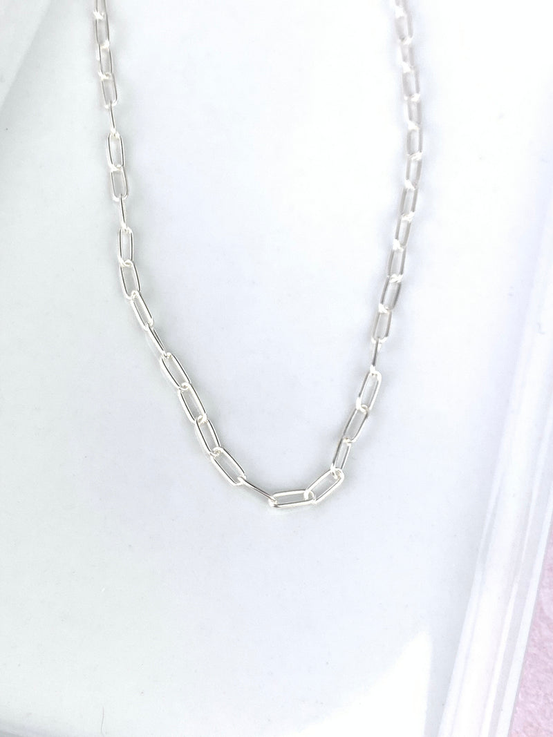 sterling sivler paper clip chain necklace with toggle