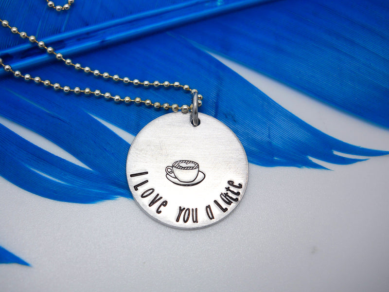I Love You a Latte Necklace | Coffee Necklace, Front View